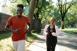 two people on a jog